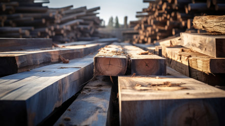 Wood firewood forest pile log material timber cut tree stackの素材