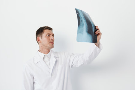 Man health hospital medicine clinic man professional coat background occupation doctor medic x-rayの写真素材
