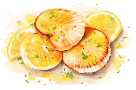 Juicy, Fresh, and Organic: A Tropical Summer Fruit Salad - Watercolor Illustrationの素材