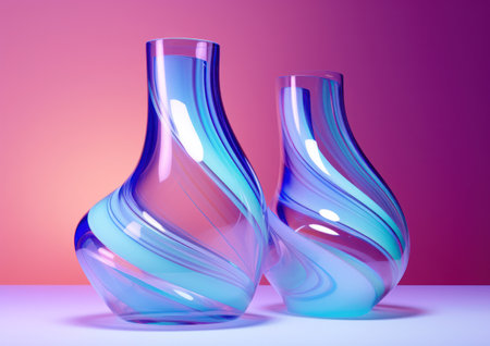 Decorative Glass Vase: A Modern Art Object of Elegance and Beauty, on a White Backgroundの素材