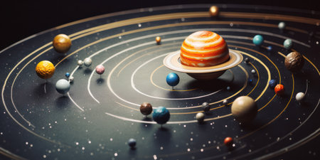 The Cosmic Dance: Saturns Orbit of the Universe, with Jupiter, Venus, and Earth in the Backgroundの素材
