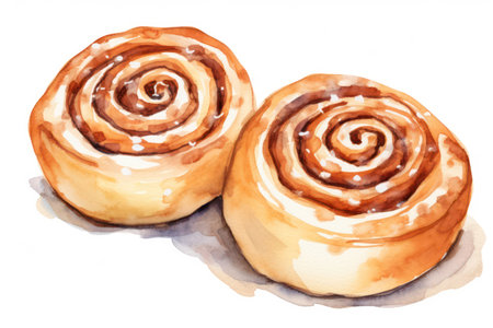 Cinnamon swirl bun with delicious homemade pastry, sweet and sticky, on a brown background.の素材