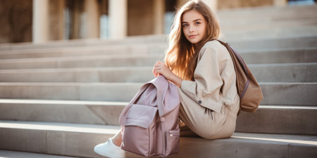 Pretty portrait summer young fashionable street lifestyle person beauty women female outdoorsの素材