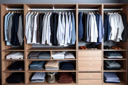 The Fashionable Closet: A Stylish Collection of Modern Clothes in a White Home Interiorの素材