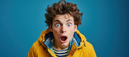 Smiling, Handsome, Caucasian Man with Beard, Expressive Face, on White Backgroundの素材