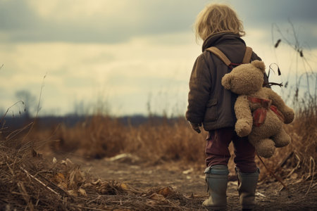 Park kid person childhood bear little children cute young toy natureの素材