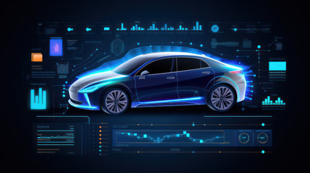 Futuristic Technology: A Digital Design of a Modern Concept Car - The Future of Electric Autonomous Smart Drivingの素材