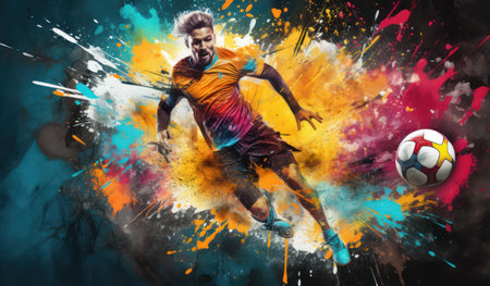 Active Athlete in Competitive Sports Action: Tennis Championship Match, Professional Player serving with a Racket on Courtの素材