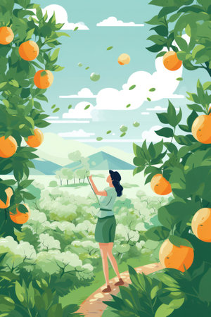 Natures Bounty: A Juicy Delight of Fresh, Ripe, and Organic Citrus Fruits, Bursting with Vibrant Vitamin-Rich Juices, Growing in a Sunny Mediterranean Orchard.の素材