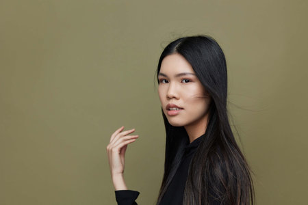 Woman japanese hair beauty portrait fashion beautiful cosmetic asian glamour femininity modelの写真素材