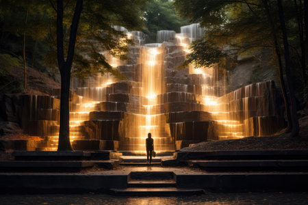 A Tranquil Cascade: Flowing Serenity in a Green National Parkの素材