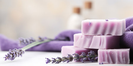 Lavender Bliss: Aromatherapy Soap Bars for Organic Spa Care and Relaxationの素材