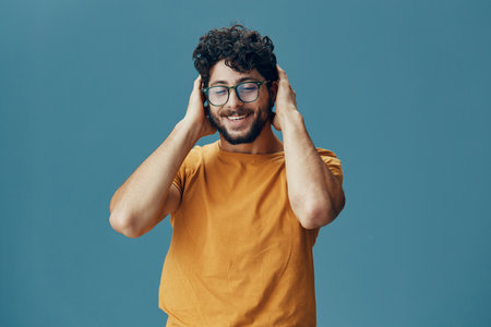 Guy man young handsome cool adult background isolated portrait expression person attractive faceの写真素材