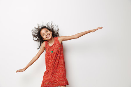 Childhood portrait background girls little beauty person female children young cuteの写真素材