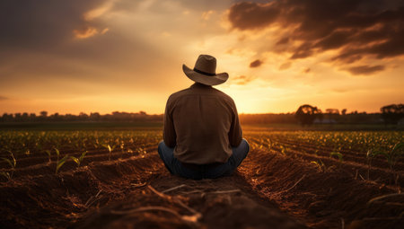Farming man field countryside rural male nature sunset agricultural farmland farmer adult personの素材