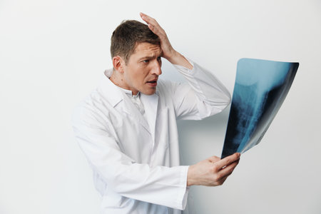 Health man painful person adult office working computer businessman laptop business man caucasianの写真素材