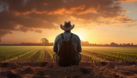Male man rural summer farming background countryside sunset person field nature farmer sky standingの素材