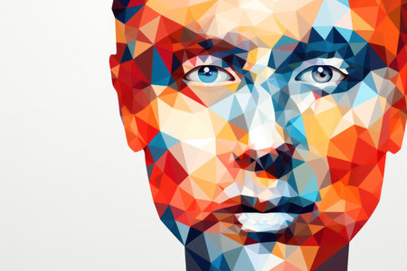 Colorful Abstract Portrait of a Young Woman with Creative Fashion Style: Exploring Beauty, Art, and Modern Concepts.の素材