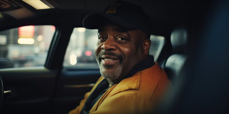 Happy Caucasian Businessman Sitting in Car, Smilingの素材