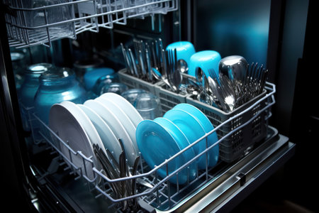 Efficient Dishwasher: A Modern Kitchen Essential for Spotless Hygiene and Stress-Free Housework.の素材