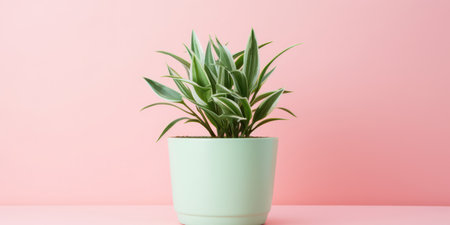Green Botanical Beauty: A Decorative Plant in a Fresh White Pot, Close-up on Leaf Growthの素材