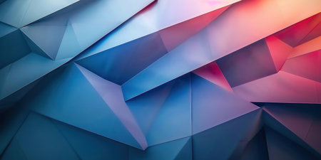 Vibrant Collection of Abstract Blue, Red, and Pink Geometric Shapes on a Contrasting Black and White Backgroundの素材