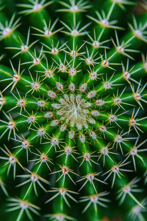 Close up view of a cactus plant covered in numerous small spines, showcasing its intricate natural defense mechanismの素材