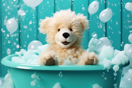 Cute Teddy Bear Sitting on Isolated White Background: Childhood Love in Soft Brown Furの素材