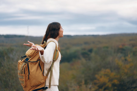 Joyous Journey: A Smiling Womans Adventure on a Mountain Cliff