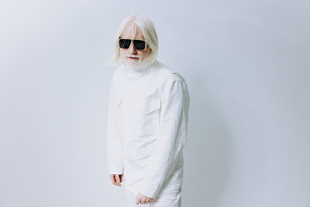 fashion, portrait, model, white background, striking appearance, unique style, futuristic look,...