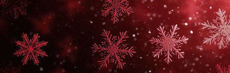 snowflakes, holiday, winter, red background, festive decoration, seasonal design, Christmas, snowfall, nature, graphic, winter wonderland, cozy atmosphere, decorative, sparkle, fresh, elegance, warmtの素材