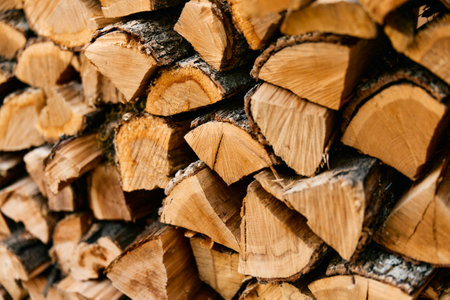 stacked firewood at a store in new york city, nyの写真素材
