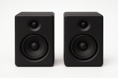 Compact Desktop Speakers - Modern Sleek Audio Devices for Home, Office, and PC Setupsの素材