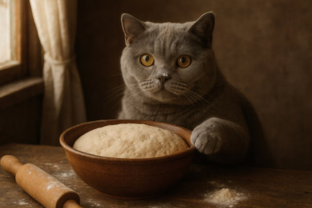 Realistic Cat Baking Bread â Cozy Kitchen Art and Homemade Culinary Inspirationの素材