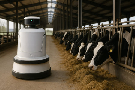 Automated Hay Delivery â Smart Farming and Livestock Management Conceptの素材