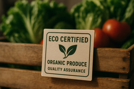 Eco Label on Fresh Produce â Organic Food and Sustainable Agriculture Conceptの素材