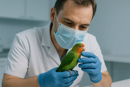 Vet Examines Exotic Bird â Avian Veterinary Care and Wildlife Health Conceptの素材