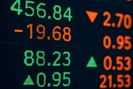 Stock market data on LED display, stock market data on LED displayの素材