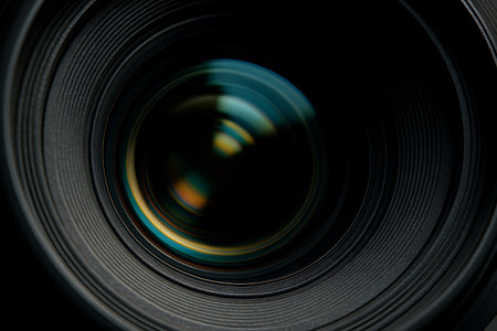 Close-up of a camera lens. Shallow depth of field.の素材