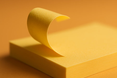 Yellow paper scroll on a yellow background. Shallow DOF.の素材