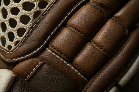 Close up of brown leather texture background. Shallow depth of field.の素材