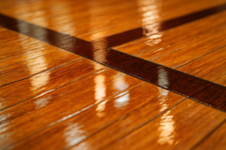 Wooden floor tiles, detail of a floor in a living roomの素材