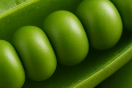 Fresh green pea pods on a white background. Close-up.の素材