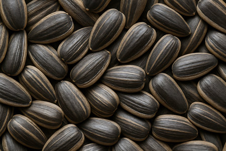 Sunflower seeds as a background. Close-up of sunflower seeds.の素材