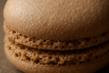 Macaroons closeup on wooden background. Shallow dof.の素材