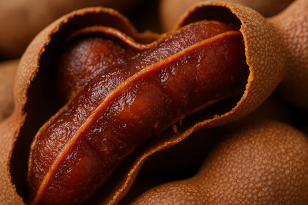 Sweet tamarind in the shape of a heart, close upの素材