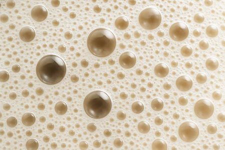 Bubbles in milk as a background. Close-up.の素材