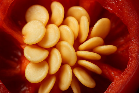 Close-up of a red chilli flower. Macro photography.の素材