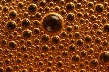 Orange bubbles in water close-up. Abstract background for design.の素材