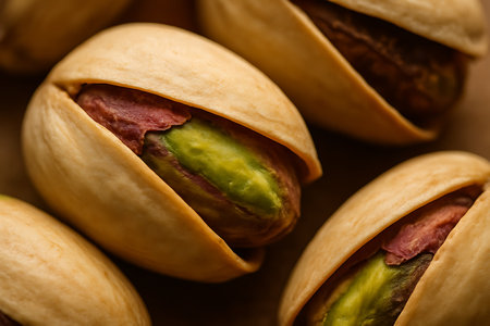 pistachios on a wooden background. tinting. selective focusの素材